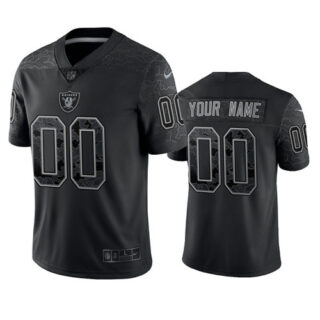 Men's Custom Las Vegas Raiders Black Reflective Limited Stitched Football Jersey