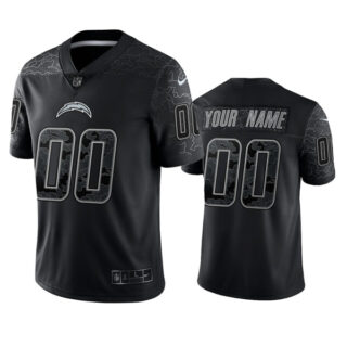 Men's Custom Los Angeles Chargers Black Reflective Limited Stitched Football Jersey