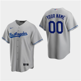 Men's Custom Los Angeles Dodgers Gray Road Replica Jersey