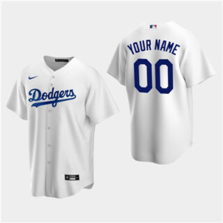 Men's Custom Los Angeles Dodgers White Home Replica Jersey