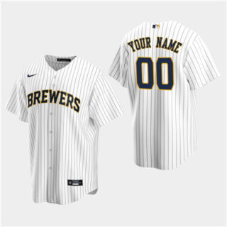 Men's Custom Milwaukee Brewers White Alternate Replica Jersey