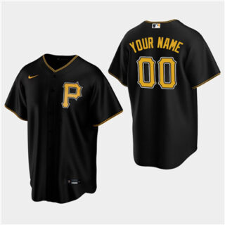 Men's Custom Pittsburgh Pirates Black Alternate Replica Jersey