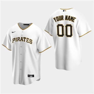 Men's Custom Pittsburgh Pirates White Home Replica Jersey