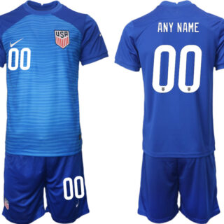 Men's Custom United States Blue AwaySoccer Jersey Suit