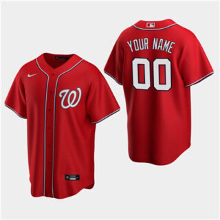 Men's Custom Washington Nationals Red Alternate Replica Jersey