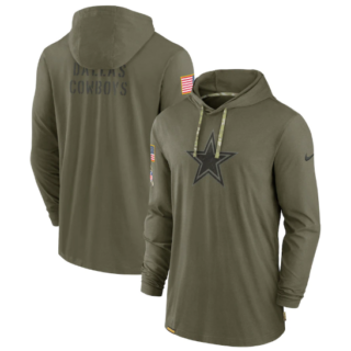 Men's Dallas Cowboys 2022 Olive Salute To Service Tonal Pullover Hoodie