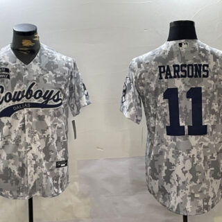 Men's Dallas Cowboys #11 Micah Parsons 2024 Arctic Camo Salute To Service Stitched Baseball Jersey