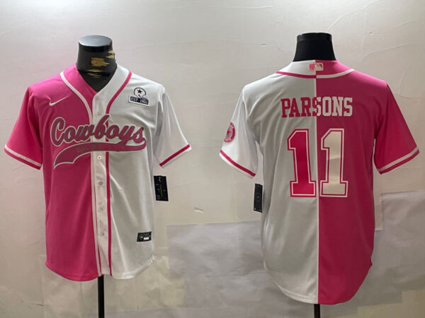 Men's Dallas Cowboys #11 Micah Parsons 2024 Arctic white red Stitched Baseball Jerseys