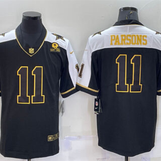 Men's Dallas Cowboys #11 Micah Parsons Black Gold Thanksgiving With Patch Stitched Jersey