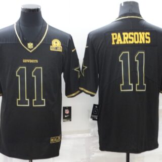 Men's Dallas Cowboys #11 Micah Parsons Black Golden Edition Limited Stitched Jersey