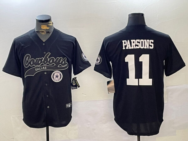 Men's Dallas Cowboys #11 Micah Parsons Black With Patch Cool Base Stitched Baseball Jerseys