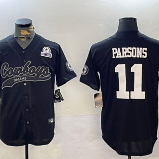 Men's Dallas Cowboys #11 Micah Parsons Black With Patch Cool Base Stitched Baseball Jerseys