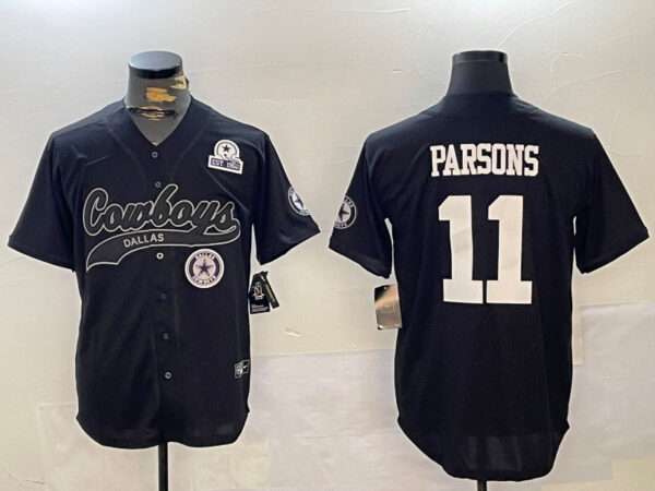 Men's Dallas Cowboys #11 Micah Parsons Black With Patch Cool Base Stitched Baseball Jerseys