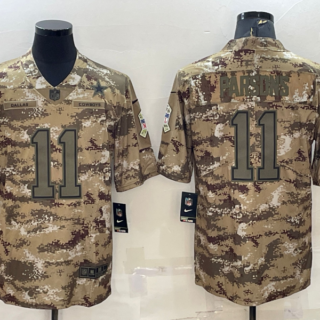 Men's Dallas Cowboys #11 Micah Parsons Camo Salute To Service Stitched Jersey