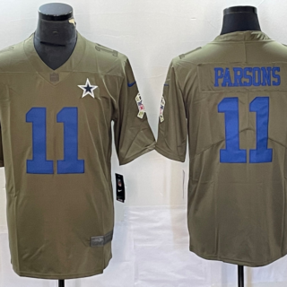 Men's Dallas Cowboys #11 Micah Parsons Olive 2017 Salute To Service Limited Stitched Football Jersey