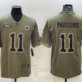 Men's Dallas Cowboys #11 Micah Parsons Olive 2022 Salute To Service Limited Stitched Jersey