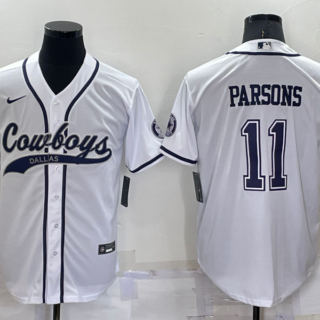 Men's Dallas Cowboys #11 Micah Parsons White Cool Base Stitched Baseball Jersey