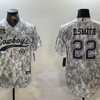 Men's Dallas Cowboys #22 Emmitt Smith 2024 Arctic Camo Salute To Service Stitched Baseball Jerseys