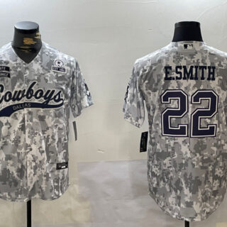 Men's Dallas Cowboys #22 Emmitt Smith 2024 Arctic Camo Salute To Service Stitched Baseball Jerseys