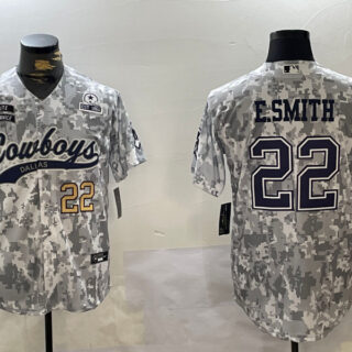 Men's Dallas Cowboys #22 Emmitt Smith 2024 Arctic Camo Salute To Service Stitched Baseball Jerseys