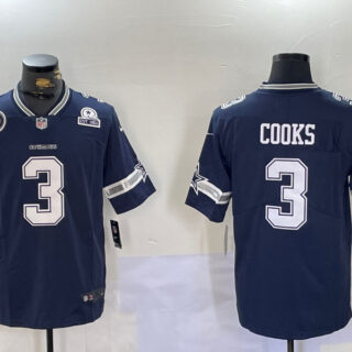 Men's Dallas Cowboys #3 Brandin Cooks Navy Vapor Untouchable Limited Stitched Football Jerseys