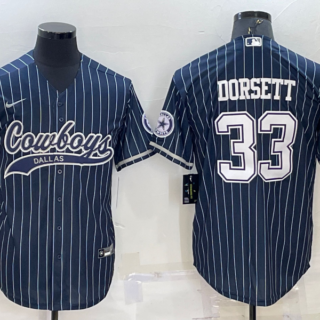 Men's Dallas Cowboys #33 Tony Dorsett Navy With Patch Cool Base Stitched Baseball Jersey