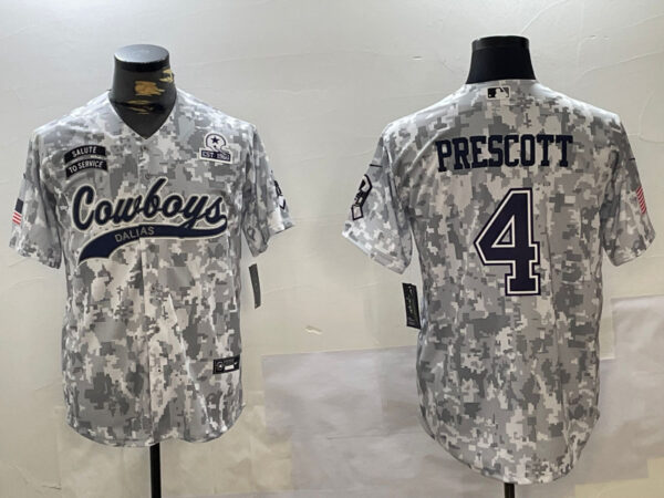 Men's Dallas Cowboys #4 Dak Prescott 2024 Arctic Camo Salute To Service Stitched Baseball Jerseys