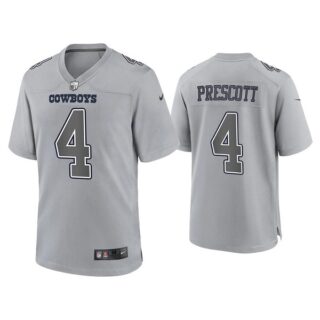 Men's Dallas Cowboys #4 Dak Prescott Grey Atmosphere Fashion Stitched Game Jersey
