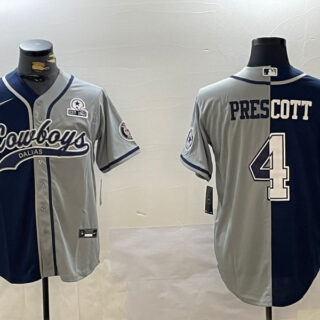 Men's Dallas Cowboys #4 grey Team With Patch Cool Base Stitched Baseball Jerseys