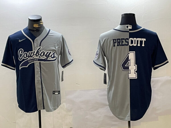Men's Dallas Cowboys #4 grey Team With Patch Cool Base Stitched Baseball Jerseys