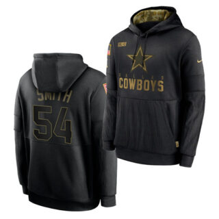 Men's Dallas Cowboys #54 Jaylon Smith 2020 Salute To Service Black Sideline Performance Pullover Hoodie