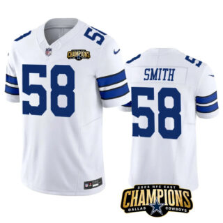 Men's Dallas Cowboys #58 Mazi Smith White 2023 F.U.S.E. NFC East Champions Patch Stitched Football Jersey
