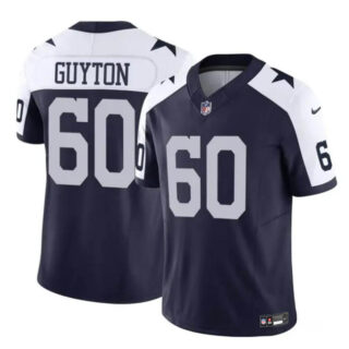 Men's Dallas Cowboys #60 Tyler Guyton Navy White 2024 Draft F.U.S.E Thanksgiving Vapor Untouchable Limited Stitched Football Jersey