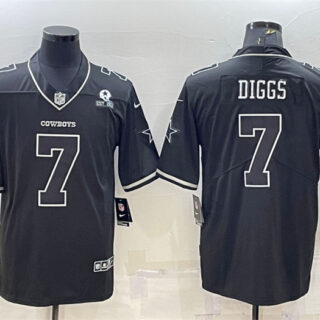 Men's Dallas Cowboys #7 Trevon Diggs Black With 1960 Patch Limited Stitched Football Jersey