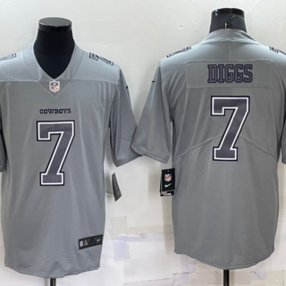 Men's Dallas Cowboys #7 Trevon Diggs Grey Atmosphere Fashion Stitched Game Jersey