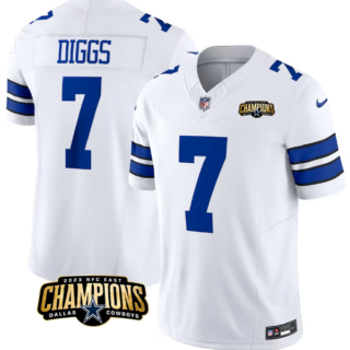 Men's Dallas Cowboys #7 Trevon Diggs White 2023 F.U.S.E. NFC East Champions Patch Stitched Football Jersey