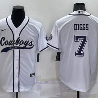 Men's Dallas Cowboys #7 Trevon Diggs White Cool Base Stitched Baseball Jersey