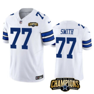 Men's Dallas Cowboys #77 Tyron Smith White 2023 F.U.S.E. NFC East Champions Patch Stitched Football Jersey