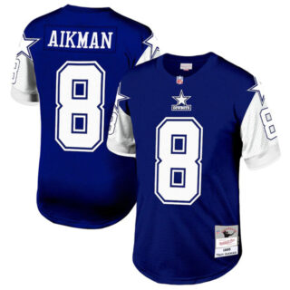 Men's Dallas Cowboys #8 Troy Aikman Navy 1995 Mitchell & Ness Stitched Football Jersey