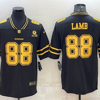 Men's Dallas Cowboys #88 CeeDee Lamb Black Gold Edition With 1960 Patch Limited Stitched Football Jersey