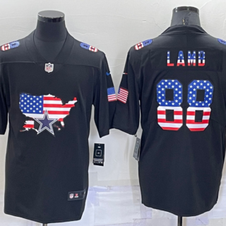 Men's Dallas Cowboys #88 CeeDee Lamb Black USA Flag Limited Stitched Jersey
