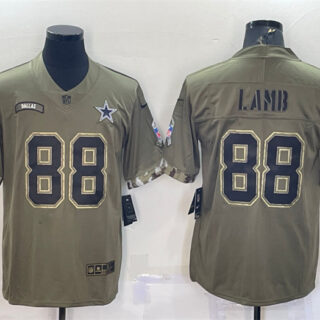 Men's Dallas Cowboys #88 CeeDee Lamb Olive 2022 Salute To Service Limited Stitched Jersey