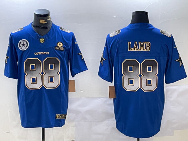 Men's Dallas Cowboys #88 CeeDee Lamb Royal F.U.S.E. With Established In 1960 Patch Stitched Football Jerseys