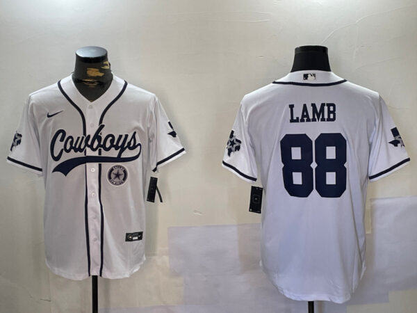 Men's Dallas Cowboys #88 CeeDee Lamb White 2022 Olive Salute To Service Cool Base Stitched Baseball Jerseys