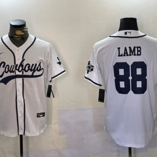 Men's Dallas Cowboys #88 CeeDee Lamb White 2022 Olive Salute To Service Cool Base Stitched Baseball Jersey