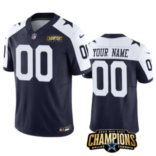 Men's Dallas Cowboys Active Player Custom Nay White 2023 F.U.S.E. NFC East Champions Patch Stitched Football Jersey