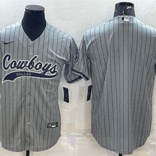 Men's Dallas Cowboys Blank Grey With Patch Cool Base Stitched Baseball Jersey
