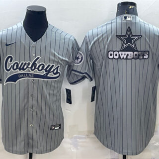 Men's Dallas Cowboys Grey Team Big Logo With Patch Cool Base Stitched Baseball Jersey
