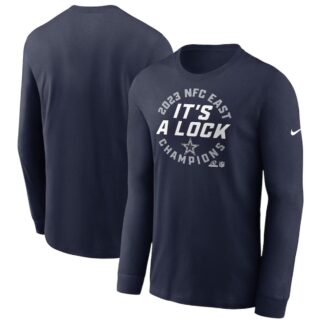 Men's Dallas Cowboys Navy 2023 NFC East Division Champions Locker Room Trophy Collection Long Sleeve T-Shirt