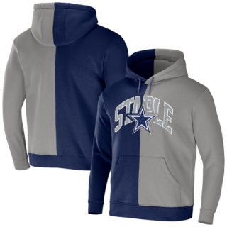 Men's Dallas Cowboys Navy Grey Split Logo Pullover Hoodie